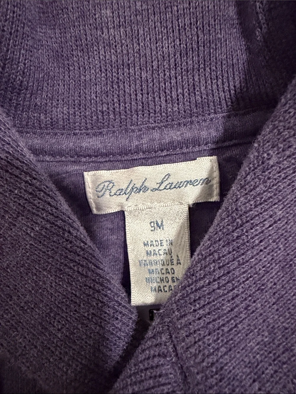 Ralph Lauren Purple Shawl-Collar Knit Baby One-Piece